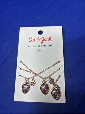 New Cat & Jack Gold Strawberry Best Friend Necklace Trio - Pink & Red Accents